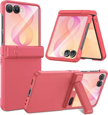 Maxdara Galaxy Z Flip 8 Case with Kickstand, Coral Red