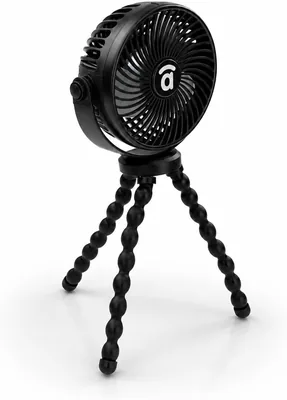 Asalvo USB-C Rechargeable Ventilador Portátil para Cochecito, Asiento de Coche y Cuna, 4 Velocidades, Luz LED RGB, Rotación Horizontal 360°, 2000