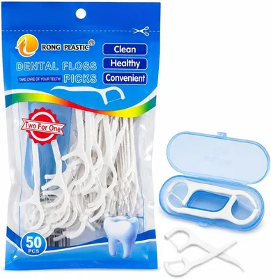 Tooth Picks Floss Picks with Travel Case - 50 Pieces