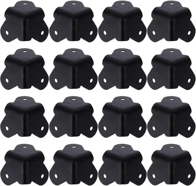 FIXOSHEE 黒色 鉄製 スピーカーキャビネットコーナープロテクター 16個セット 衝突防止角保護 スピーカーキャビネット・アンプボックス用 高耐久コーナーガード 最安値！