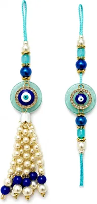 Shreeji Creations Blue Evil Eye Bhaiya Bhabi Rakhi Set Best Deal