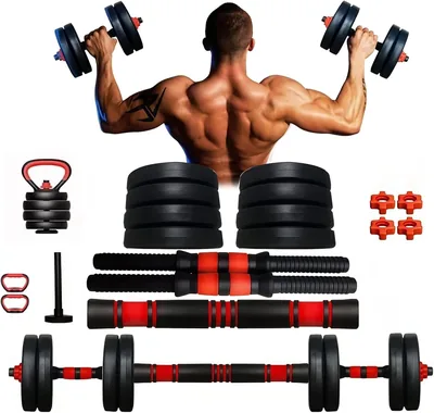 Kit Halteres Ajustáveis 15kg 6 em 1 com Barras, Anilhas e Kettlebell - Treino Multifuncional para Academia em Casa | Best Deal