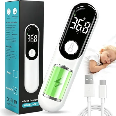 Termómetro Digital Infrarrojo Portátil Sin Contacto para Bebé y Adultos | Lectura en 1 Segundo, Alarma de Fiebre, Modo Cuerpo y Objeto