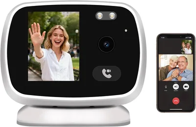 Cámaras de Seguridad Interior con Pantalla 2.8" IPS | Videollamada Bidireccional + 1 Botón | Visión Nocturna Color | Detección