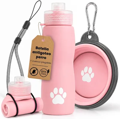 Botella Pipi Dog 450 ml con Bol Sencillo | Bol de Bebida Portátil para Perros de Silicona Premium 350 ml | Descuento del 13%