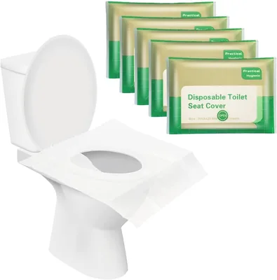 Flushable Toilet Seat Covers 50 Pcs, Portable Travel Accessory
