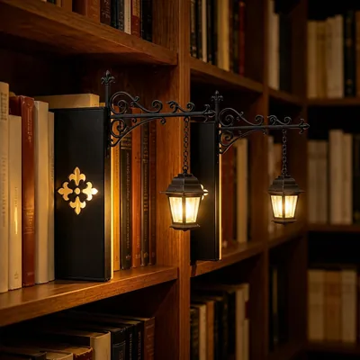 Étagère décorative à lampe pour étagères, lumière de nuit LED pour coin lecture, éclairage de table métallique vintage