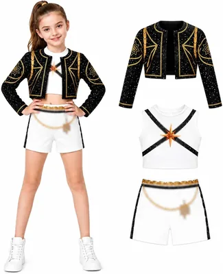 HOMELEX Black Gold Dance Costume Girls 3Pcs