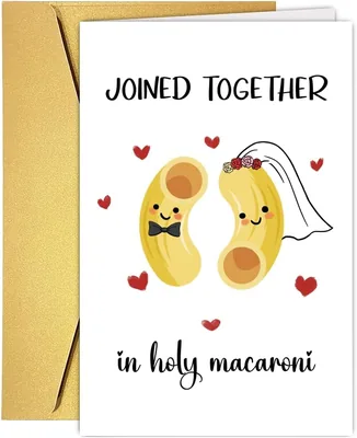 Cute Macaroni Pun Engagement Card for Couple
