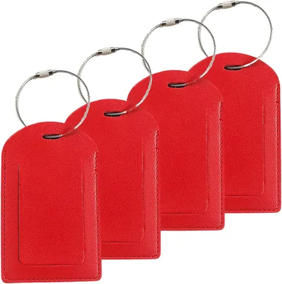 PU Leather Luggage Tags 4 Pack - Red Best Deal