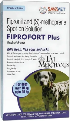 FIPROFORT Plus स्पॉट ऑन के लिए (10-20किलोग्राम) कुत्तों के लिए टिक, फ़्ली और लिस एलिक्सिर | 1 ट्यूब