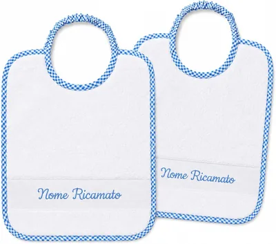 Ristohouse Set di 2 Bibiletti Personalizzati per la Culla con Ricamo Nome - 100% Cotone - Banda Aida e Elastico - Rosa