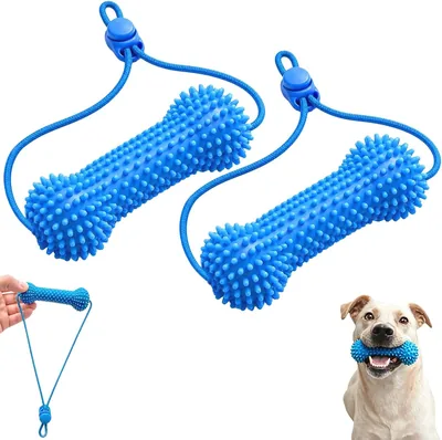 2PCS Dual-Action Canine Dental Prop Teeth Cleaning Brushing Dog Chew Toy Best Deal