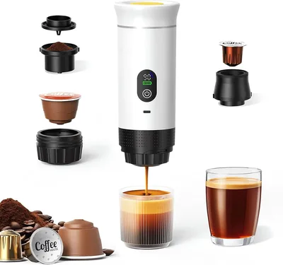Jorpets Macchina per Caffè Portatile 3 in 1: Espresso Mini Elettrica con USB-C Compatibile con Nespresso