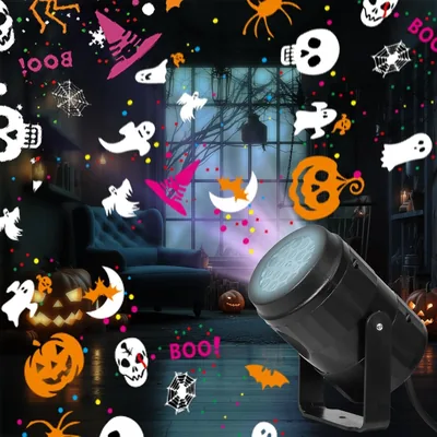 Luces Proyector Halloween USB HYTYQDAFA - 16 Patrones LED, Soporte Ajustable 270 Grados