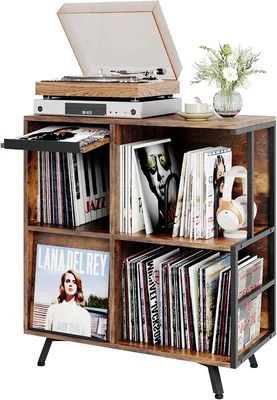 Vintage Vinyl Record Cabinet - Rustic Brown