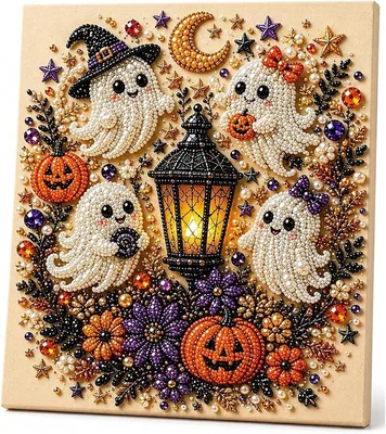 Spooky Halloween Diamond Pearl Ghost Art DIY Kit Best Deal