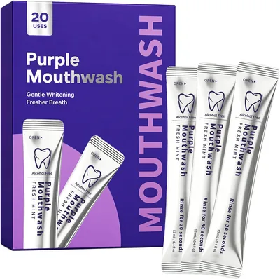 Purple Teeth Whitening Mouthwash, Peroxide & Alcohol Free, Mint Travel Size