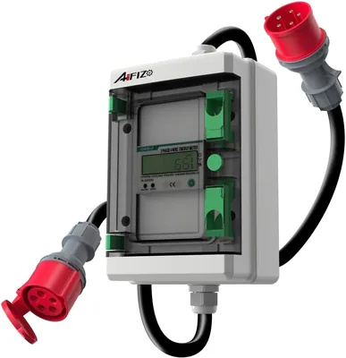 AIFIZO Mobiler Digitaler Stromzähler mit Reset, 2 m, 3 Phasen 32 A 400 V CEE-Stecker und Kupplung, Dreiphasenzähler, IP55 CEE