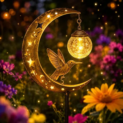 Sonnenblitz und Mond Solarleuchten für den Garten - Hummingbird Design