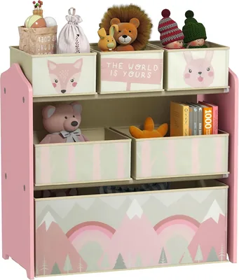 Qaba Toy Organizer - Pink 6 Bin Storage Unit