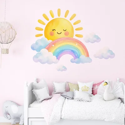 Boho Nursery Wall Decor Stickers - Sun & Rainbow Deal