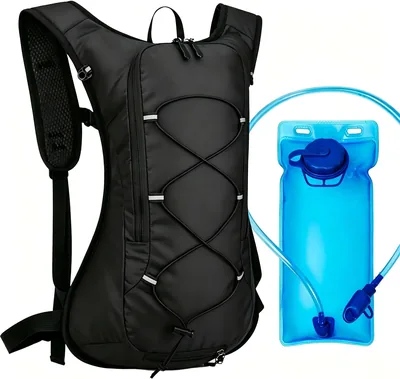 DORGKIRA Mochila de Hidratación Deportiva Ligera con Vejiga 2L | Nylon impermeable y transpirable, tiras reflectantes, para ciclismo