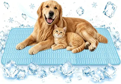 BRBNA Kühlmatte für Hunde 100 x 70 cm, Eisseide-Kühlmatte für Hunde und Katzen, Atmungsaktive Hundematte mit Luftkanälen, Rutschfeste Unterseite