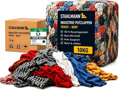 STAHLMANN® Reinigungstuch [10 kg] Baumwollfarbenes Werkstatttuch | Reinigungstücher für die Werkstatt | Reinigungstücher Baumwolle