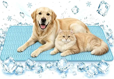 HUXINUP Kühlmatte für Hunde 70 x 50 cm, Atmungsaktive Pet-Matte mit Luftkanälen, Eisseide-Kühlmatte für Hunde und Katzen, Waschbar