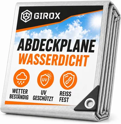 GIROX Tarpaulin 5 x 5 m Grau - Wasserfest - Gewebetarponier mit Ösen | UV-beständig, robust und reißfest