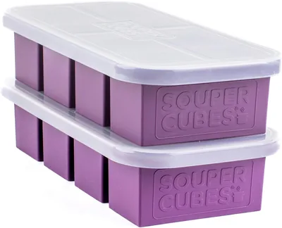 Souper Cubes 1 Cup Silicone Freezer Molds with Lids, Plum, 2-Pack