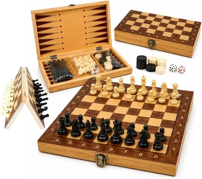Jogo de Xadrez Magnético 24cm 3 em 1 com Damas e Gamão de Luxo
