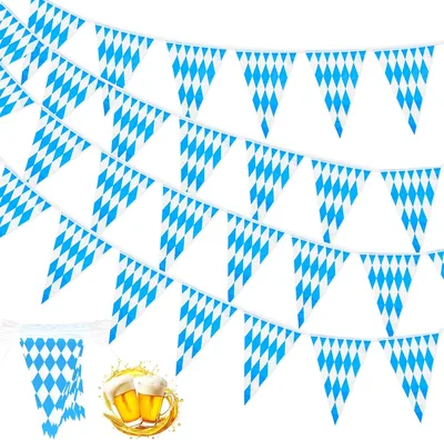 HZOUHONG Oktoberfest Dekorationsgarland 3 Stk x 10m Bavariska Bunting | Oktoberfestflagga Garland Bayriska Dekoration, Bier P