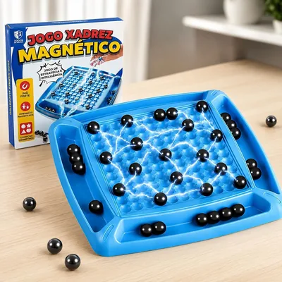 Jogo de Xadrez Magnético com 12 Peças - Desenvolvimento Lógico e Estratégico Portátil