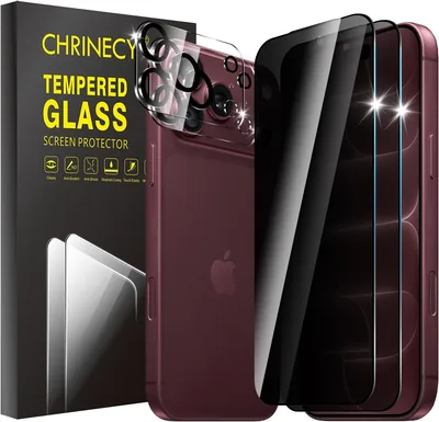CHRINECY iPhone 18 Pro Privacy Screen Protector (2x Glass + 2x Camera Lens)