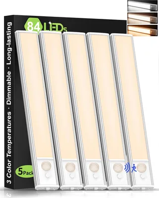 Lumière LED de cuisine sous meuble 25 cm - Détecteur de mouvement intérieur | Lampe LED rechargeable de longue durée 1500 mAh