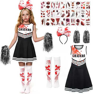 AUYAO Zombie Cheerleader Costume Set - 6Pcs