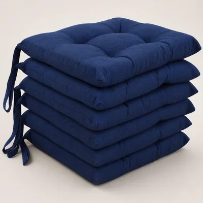 Set di 6 Cuscini per Sedie con Elastico 40 x 40 cm, 4 Punti, Morbidi, Blu Chiaro