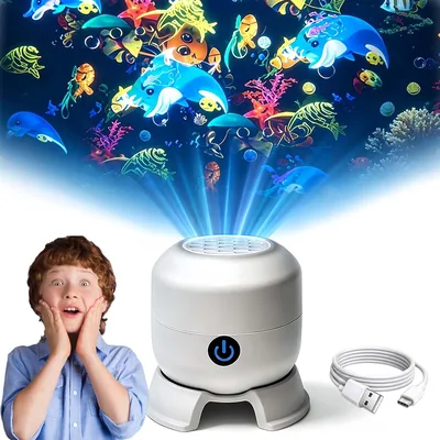Ocean Light Projector for Bedroom, 360° Rotating LED