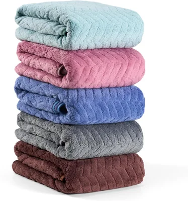 Toallas de Baño 5 Piezas, Toalla de Microfibra de Vellón Coral Suave y Absorbente | Dimensiones: 70x140 cm