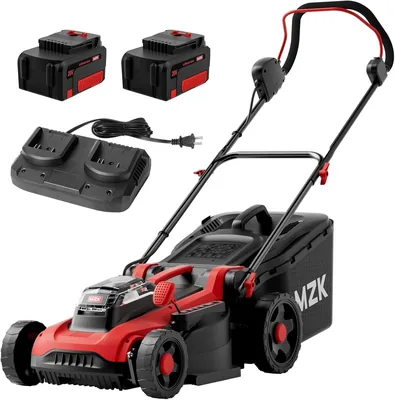 MZK 40 V Akku Rasenmäher 41 cm mit Akku und Ladegerät, 2 x 4,0 Ah | 2-in-1 kabelloser Rasenmäher mit 5 Schnitthöhen