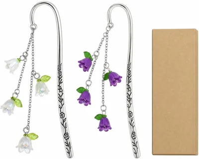 2 Pack Metal Bookmarks with Faux Acrylic Flowers