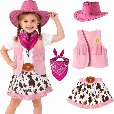 Carnival Cowgirl Costume Girls 4-Piece Western Outfit