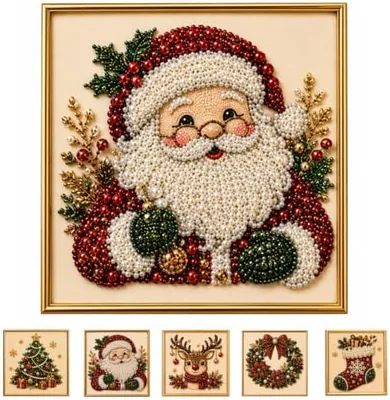Kit de Diamante de Perlas de Navidad DIY 2026 con Marco, Arte de Cuentas de Perla para Adultos y Principiantes