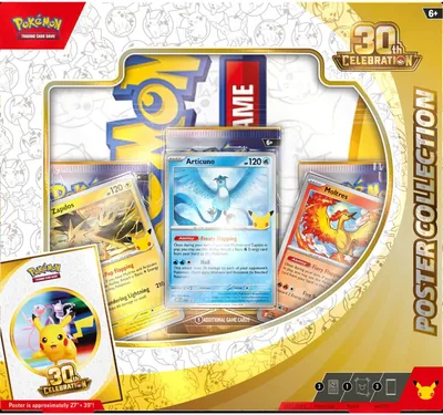 Pokémon TCG: Colección de carteles de celebración 30 (3 tarjetas promocionales, 1 póster y 3 refuerzos)