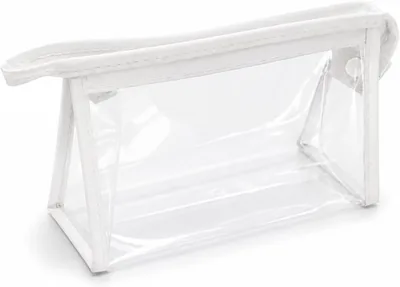 Necessaire Transparente com Zíper, Branco - Bolsa Organizadora para Maquiagem e Cosméticos