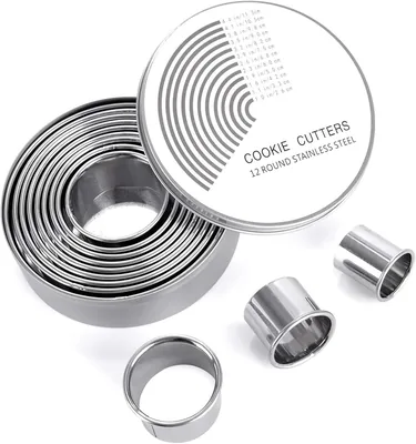 Cyanmor 12Pcs Round Cookie Cutter Set