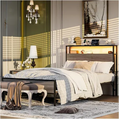 Base de Cama Simple Wisdom Individual, 1M (Gris) | Con Cabecero y Pie