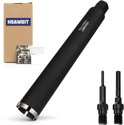 HSAWBIT Bohrbitte 68 mm, 1¼ Zoll UNC, SDS-Plus, SDS-Max, L 460 mm Zementsteinbohrer | 1¼ Zoll UNC Gewinde, 2 Stück 200 mm Schaft